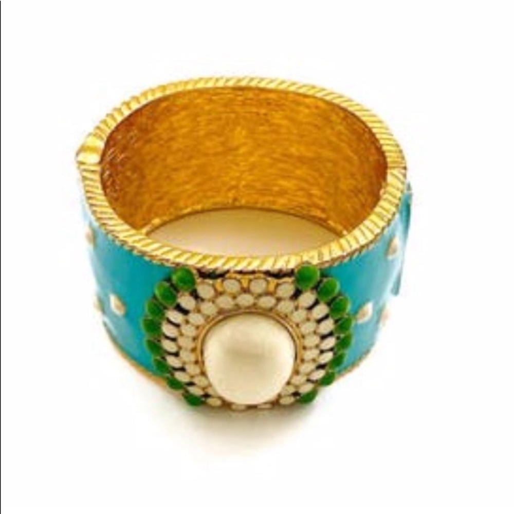 Stella & Dot | Colorburst Enamel Hinged Cuff Bracelet Turquoise + Green … - Picture 8 of 10